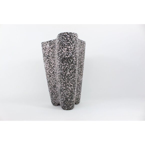 Kenwood Zanesville Pottery Vase 10” USA 2103 MCM Pink Black Speckled Tri Lobe - Picture 8 of 14